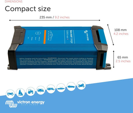 Victron Energy Blue Smart IP22 Smart Car Battery Charger 12V 30A, Trickle Charger for Car Battery and Desulfator for Motorcycle, ATV, RV, Lithium and Deep Cycle Batteries