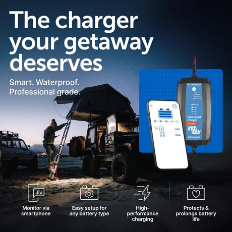 Victron Energy Blue Smart IP65 Smart Car Battery Charger 12V 10A, Trickle Charger for Car Battery and Desulfator for Motorcycle, ATV, RV, Lithium and Deep Cycle Batteries