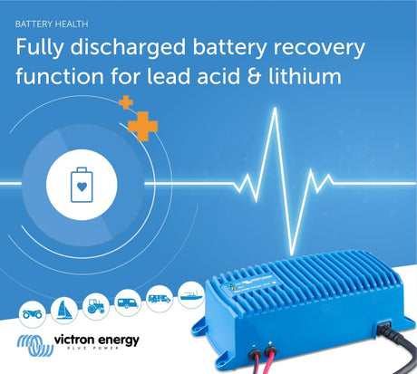 Victron Energy Blue Smart IP67 Smart Marine Battery Charger 12V 7A, Trickle Charger and Desulfator for Boat, ATV, RV, Lithium and Deep Cycle Batteries